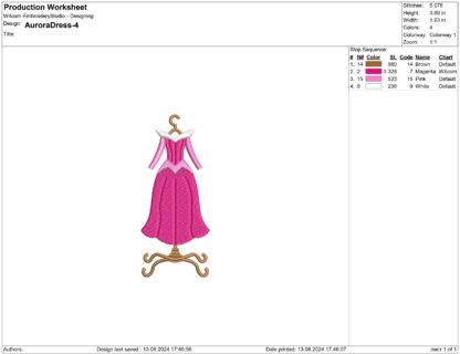 Princess dress on a hanger Embroidery design