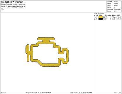 Check Engine Embroidery design