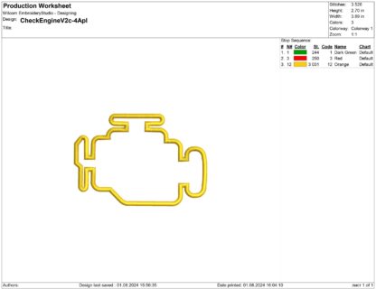 Check Engine Embroidery design