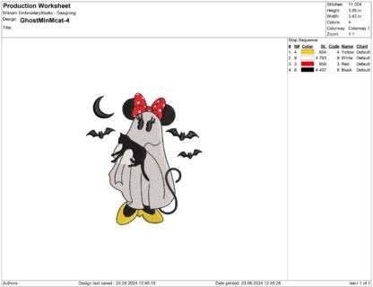 Mouse ghost with cat Embroidery design