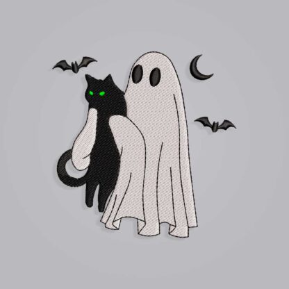 Ghost holds the cat Embroidery design