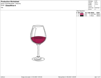 Wine glass Embroidery design