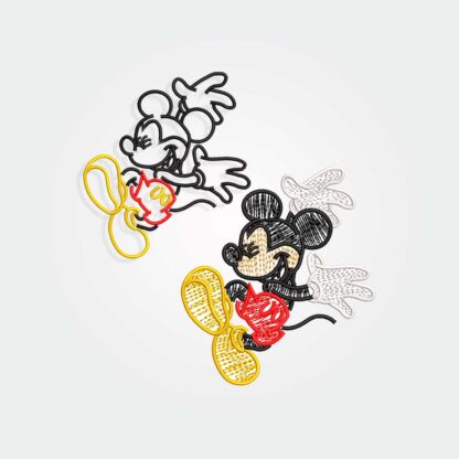 Silhouette of dancing Mickey Mouse Embroidery design