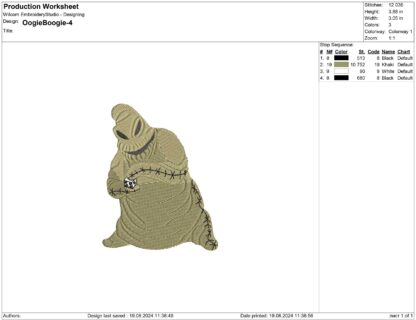 The Oogie Boogie Man Embroidery design