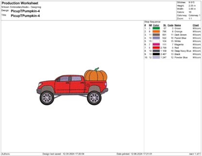 Toyota Halloween pumpkin truck Embroidery design