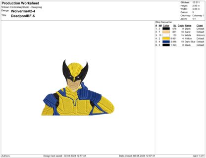 Thumbs Up Wolverine Embroidery design