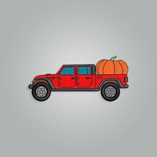 Jeep Halloween pumpkin truck Embroidery design