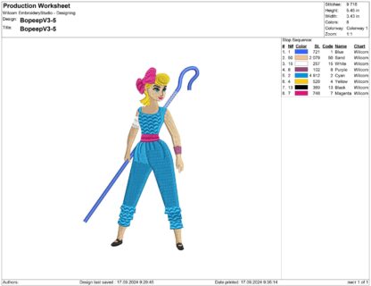 Toy Story Bo Peep Embroidery design