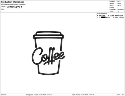 Coffee Embroidery design