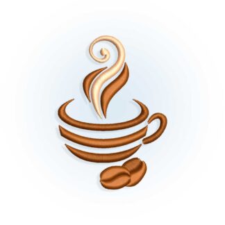 Coffee beans and coffee cup Embroidery design