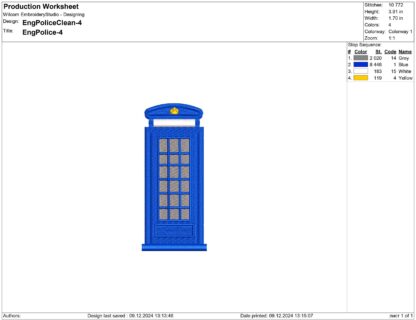 Doctor Who tardis embroidery design