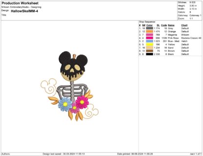 Halloween Mickey Mouse skeleton Embroidery design