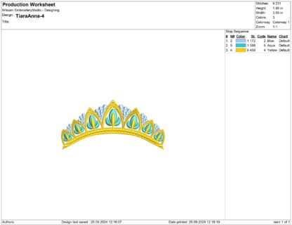 Princess Anna diadem Embroidery design