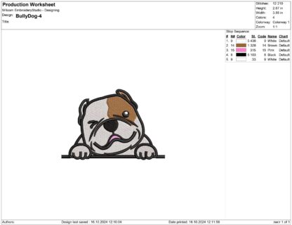 American bully dog Embroidery design