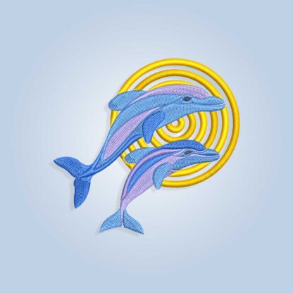 Dolphins embroidery design