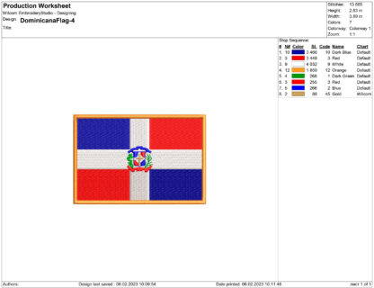 Flag of the Dominican Republic Embroidery design