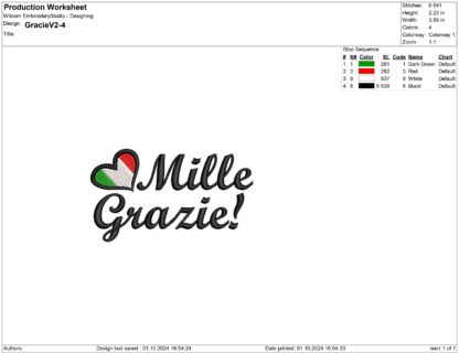 Mille Grazie Embroidery design