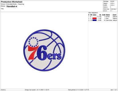 Philadelphia Seventy Sixers embroidery design