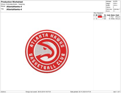 Atlanta Hawks embroidery design