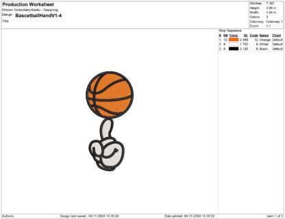 Spinning basketball Embroidery design