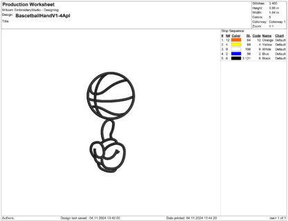 Spinning basketball Embroidery design