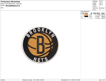 Brooklyn Nets Embroidery design