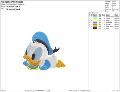 Baby Donald Duck Embroidery design