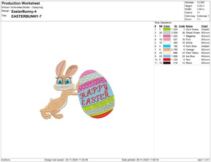 Easter bunny and Easter egg Embroidery design