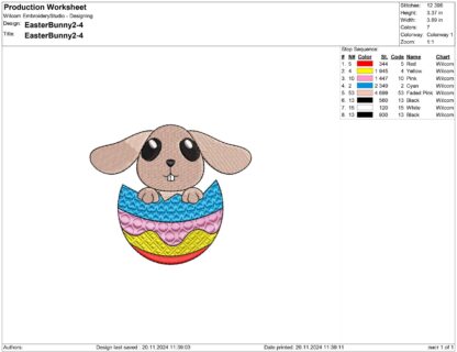 Bunny in Easter egg Embroidery design