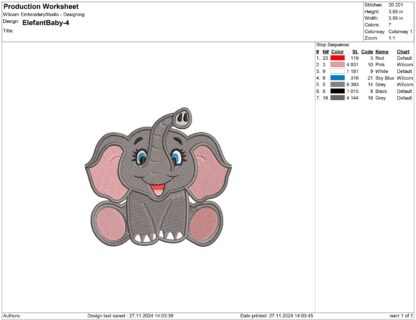 Elephant embroidery design