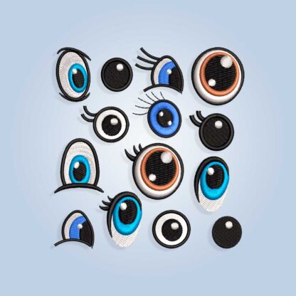 Bundle of different types of eyes embroidery design