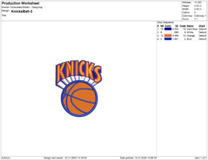 New York Knicks embroidery design