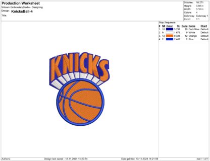 New York Knicks embroidery design