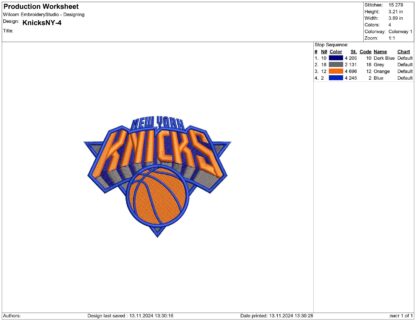 New York Knicks embroidery design