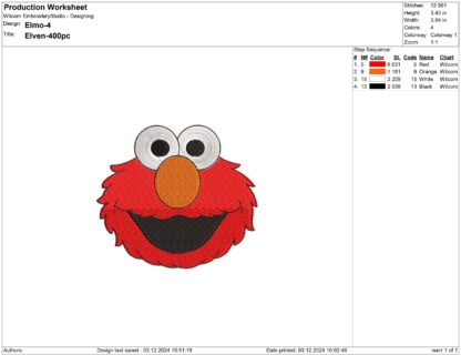 Elmo Embroidery design