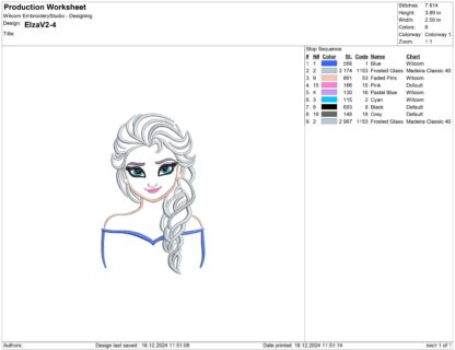 Princess Elsa Frozen Embroidery design