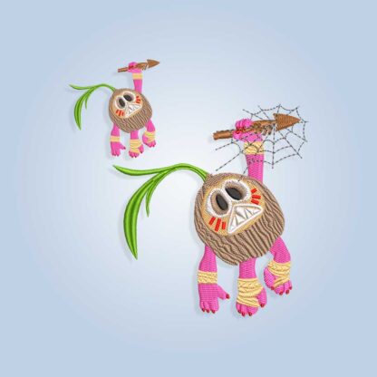 Kakamora hanging on arrow, Moana embroidery design