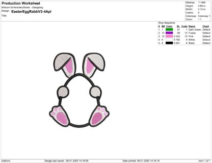 Bunny Easter egg Embroidery design files and applique