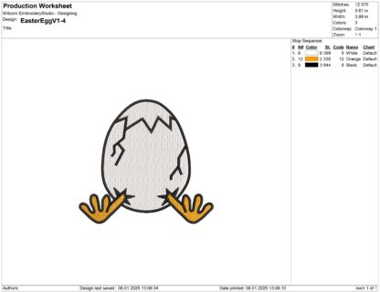 Easter egg with legs Embroidery design