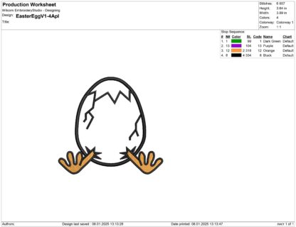 Easter egg with legs Embroidery design files and applique