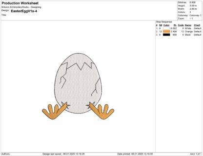 Easter egg with legs Embroidery design