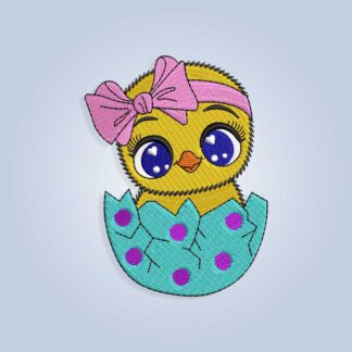 Easter egg with baby chicken Embroidery design files