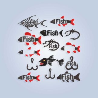 Bundle of fishing embroidery design files