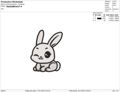 Blinking rabbit Embroidery design