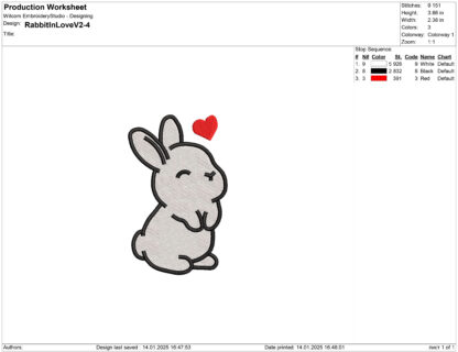 Bunny in love Embroidery design