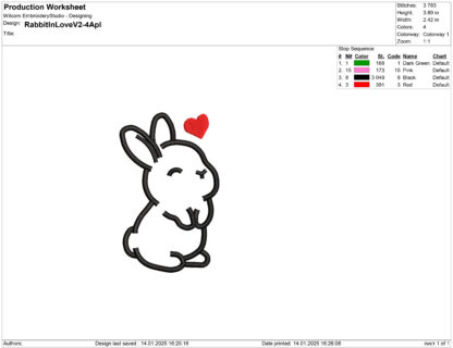 Bunny in love Embroidery design