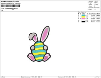 Easter egg bunny ears Embroidery design