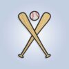 Crossed bats and baseball Embroidery design