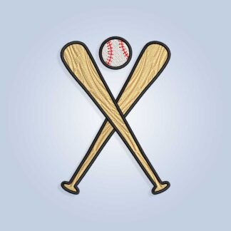 Crossed bats and baseball Embroidery design