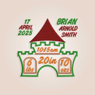 Castle Baby Birth Announcement Embroidery design